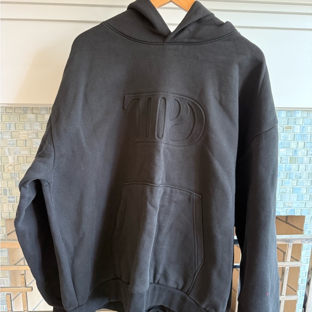 Taylor Swift Black Embossed Logo Hoodie The Tortured Poets Department.
